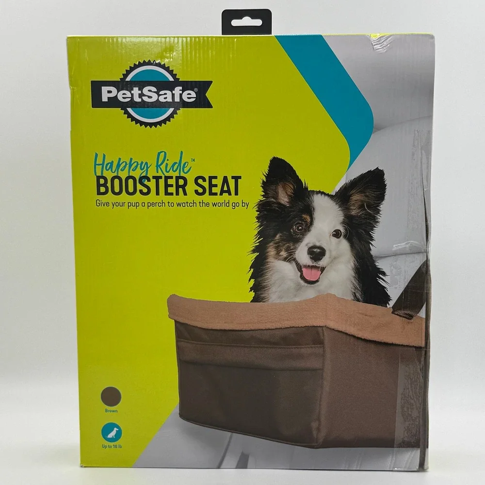 PetSafe Happy Ride Booster Seat Brown Dog Car Seat Small Pets Up to 18 lbs New
